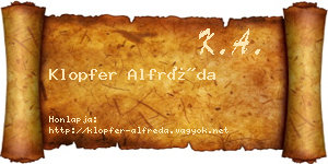 Klopfer Alfréda névjegykártya
